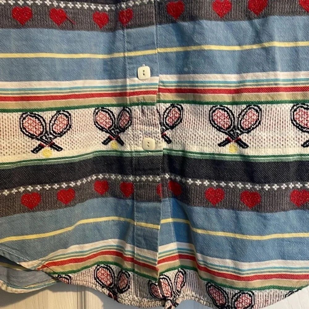 Cabin Creek women’s vintage tennis racket button down shirt size medium - Picture 5 of 9